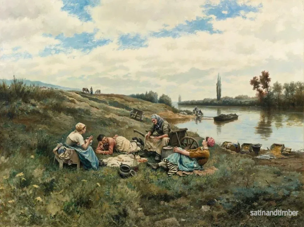 Reproduktion av målningen Efter en lunch vid Seine-bryggorna - Daniel Ridgway Knight - Bild 2