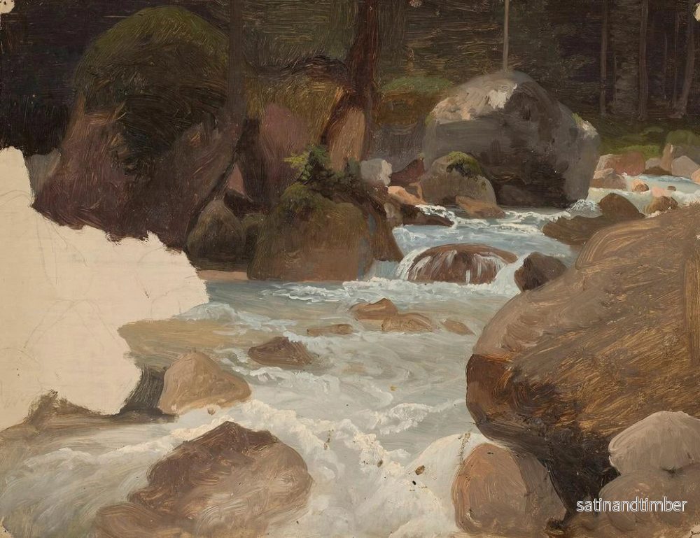 Reproduktion av målningen Skiss av bergsälv i skogen - Chrystian Breslauer - Bild 2