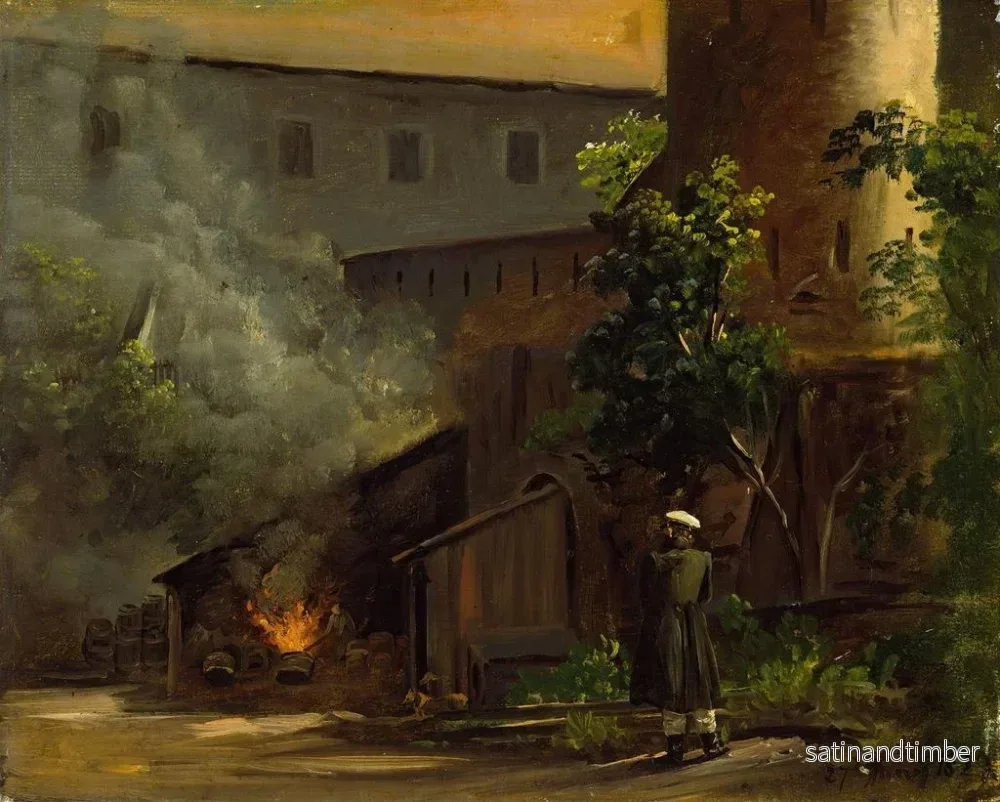 Reproduktion av målningen Sedan en gård vid Scharfenberg-slottet nära Dresden - Thomas Fearnley - Bild 2