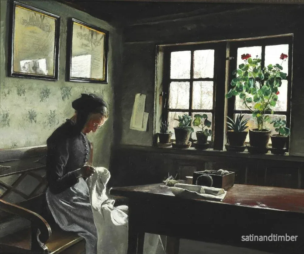 Reproduktion av målningen inomhus med kvinnan som ser - Laurits Andersen Ring - Bild 2