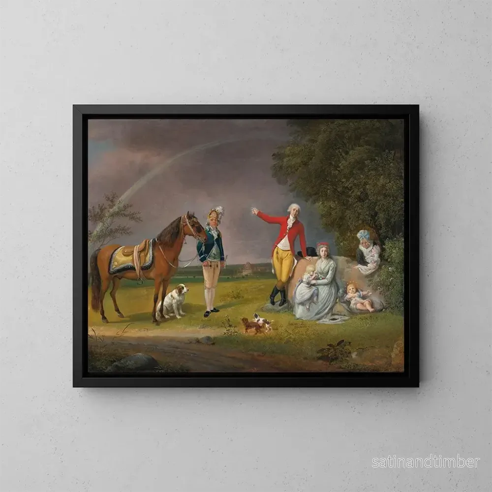 Reproduktion av målningen Porträtt av prins Alexandre Mikhaïlovitch Belosselski och hans familj i ett landskap - Johann Christian Klengel