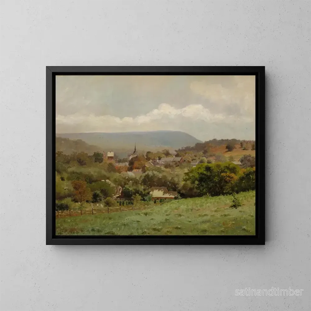 Reproduktion av målningen av Village du Delaware Water Gap - Louis Michel Eilshemius