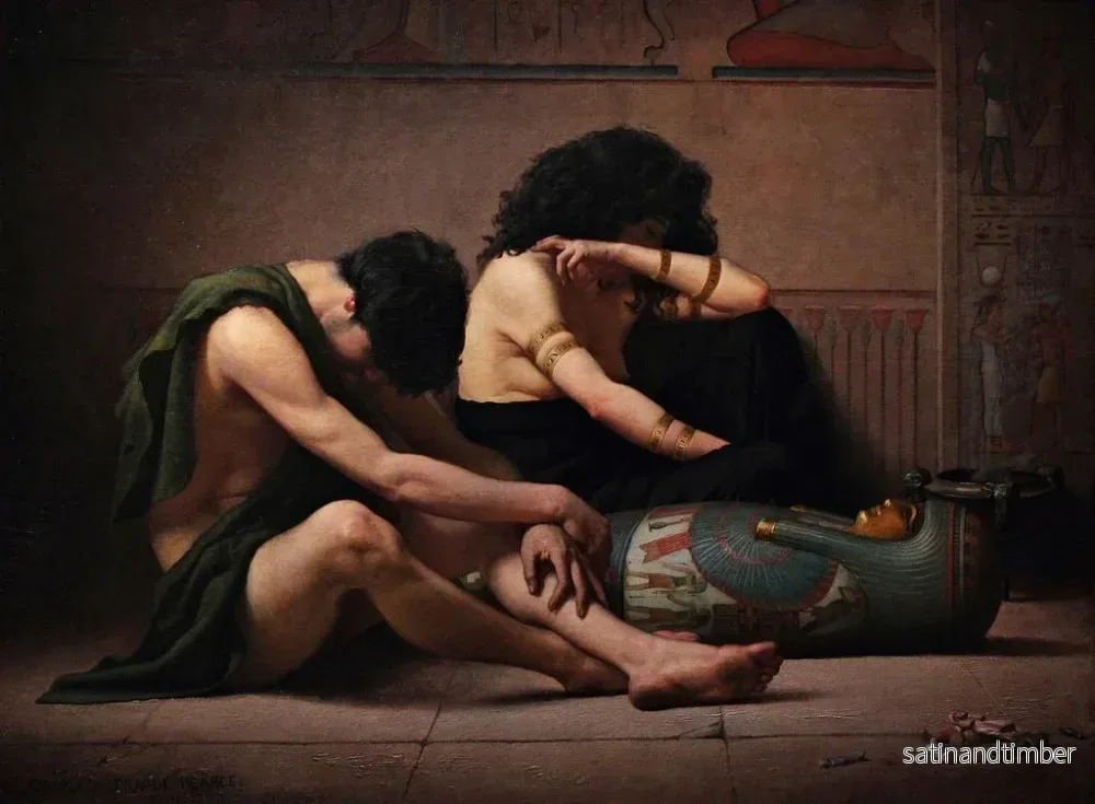 Reproduktion av målningen Lamentations sur la mort du premier-né d'Égypte - Charles Sprague Pearce - Bild 2