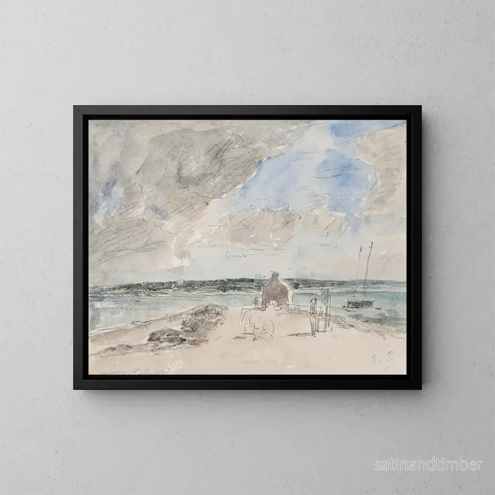 Reproduktion av målningen Plougastel, passage till mynningen av Landerneau-floden - Eugène Boudin