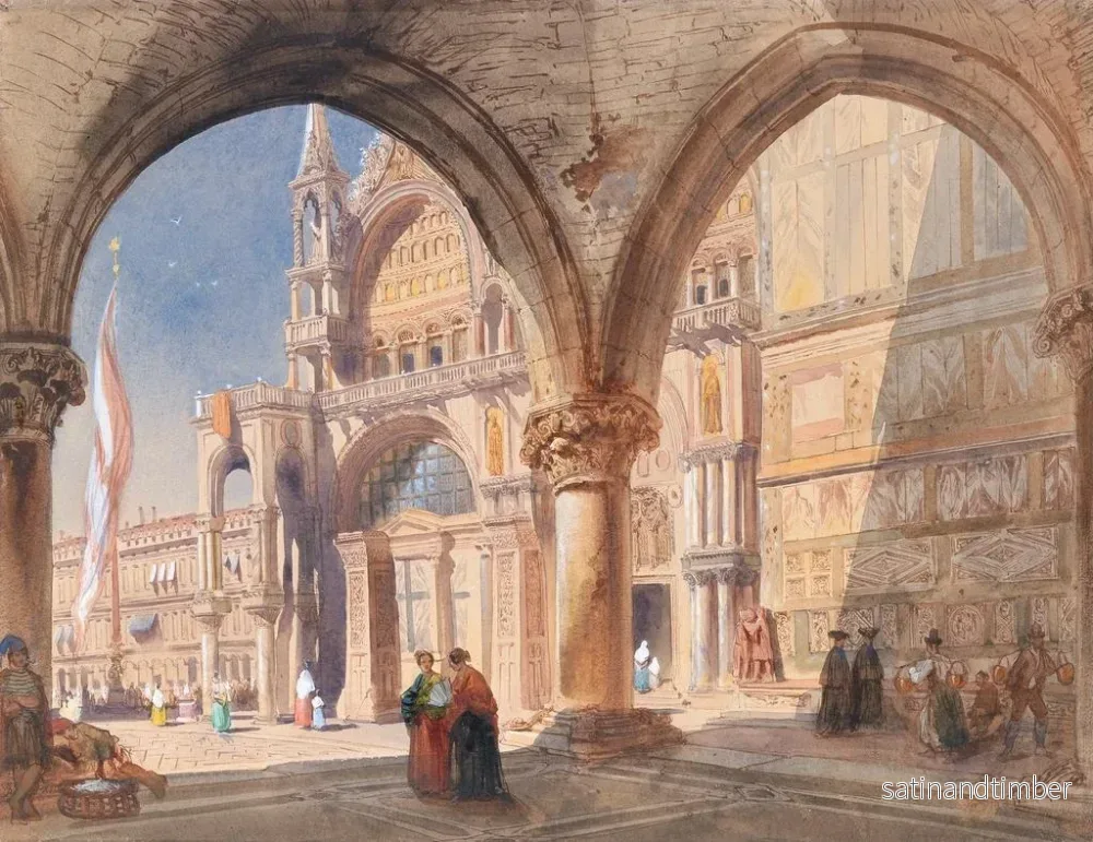 Reproduktion av målningen av Saint-Marc i Venedig från kolonnaden vid Dogepalatset - William Henry Lake Price - Bild 2