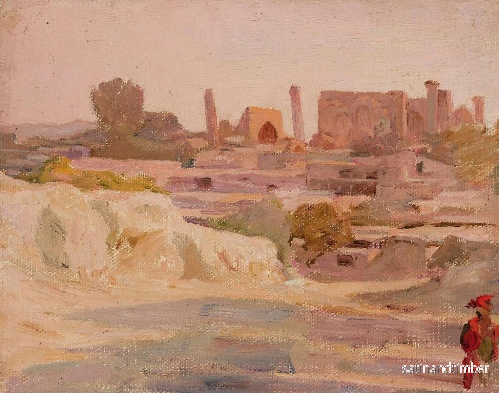 Reproduktion av målningen Översiktsbild av Samarkand från resan till Turkestan - Jan Cybis - Bild 2