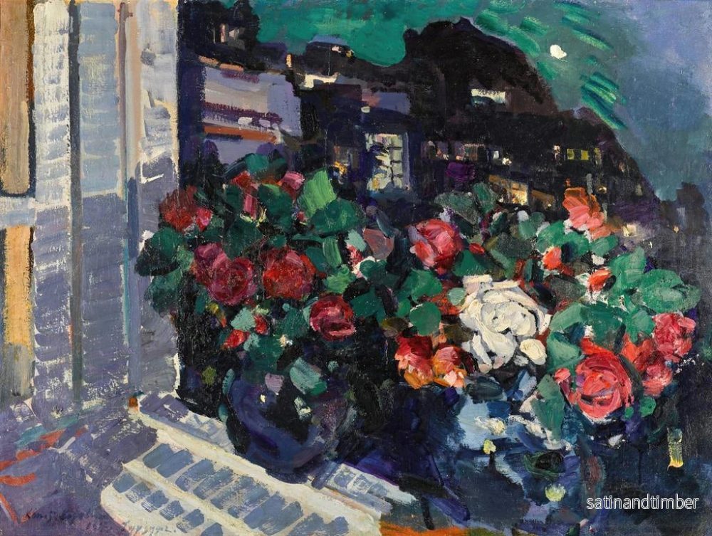 Reproduktion av målningen Rosor på ett fönsterbräde i Gurzuf - Konstantin Alexeïevitch Korovine - Bild 2
