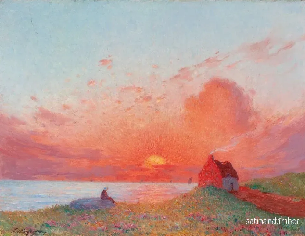 Reproduktion av målningen av solnedgång nära Croisic - Ferdinand du Puigaudeau - Bild 2