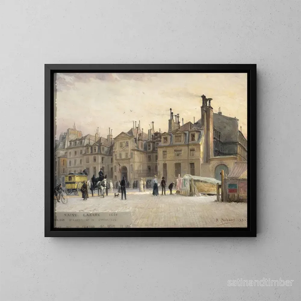 Reproduktion av målningen av fasaden på Saint-Lazare-fängelset, rue du faubourg Saint-Denis - Paul Schaan