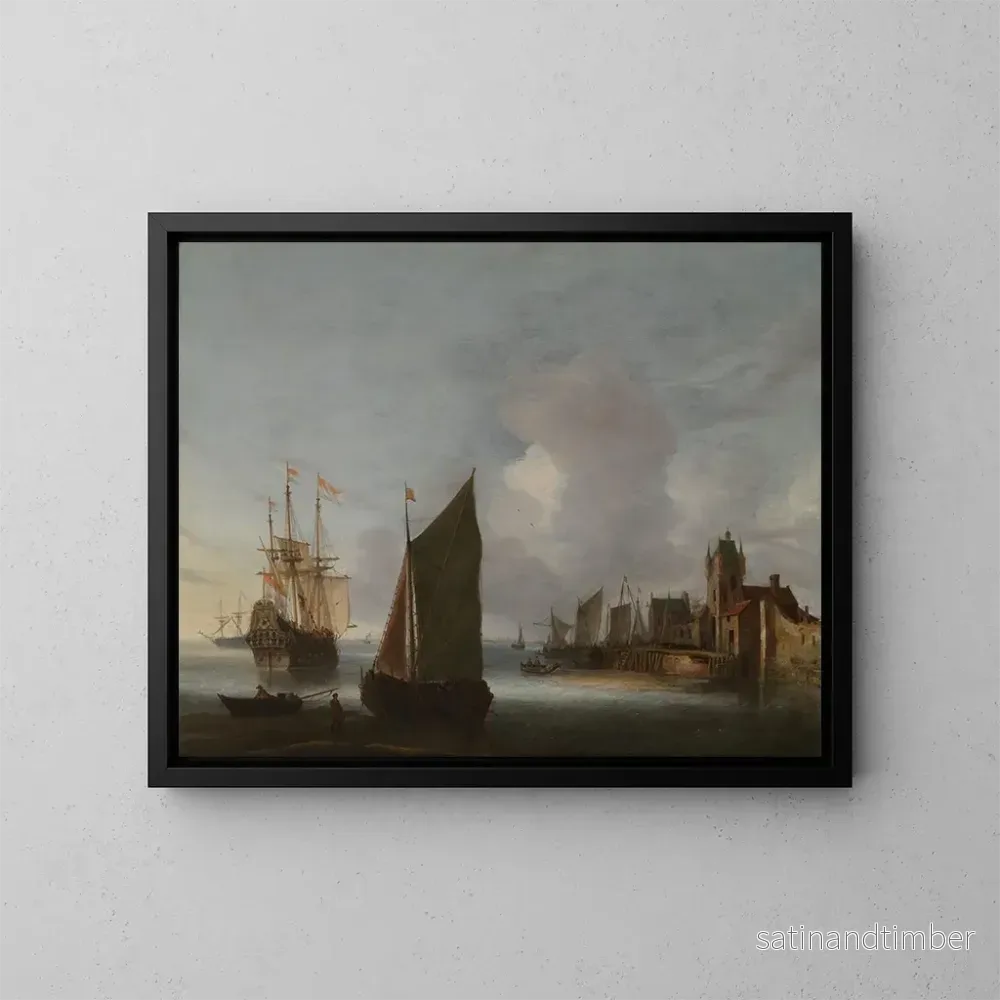 Reproduktion av målningen av Båtar nära Zierikzee med Zuidhavenpoort i bakgrunden – Hendrick van Anthonissen Reproduktion av målningen av Båtar nära Zierikzee med Zuidhavenpoort i bakgrunden – Hendrick van Anthonissen