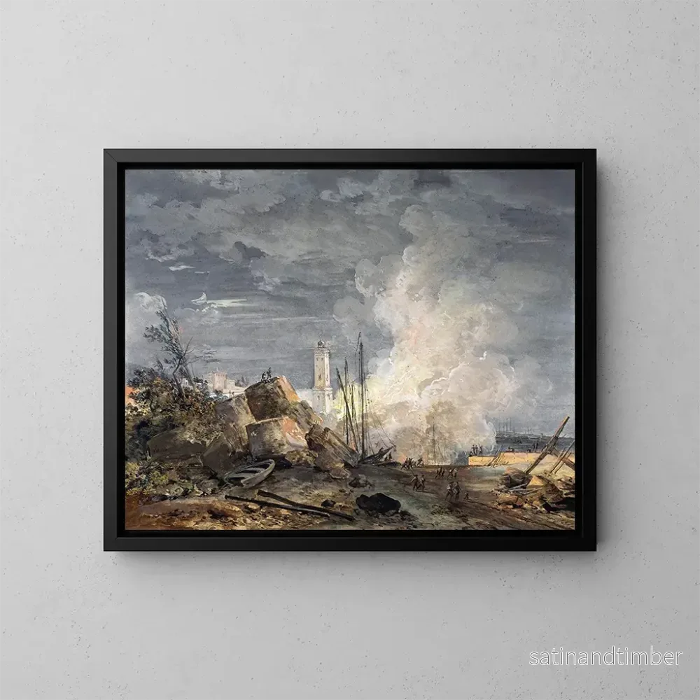 Reproduktion av målningen Brand i hamnen - Louis Gabriel Moreau