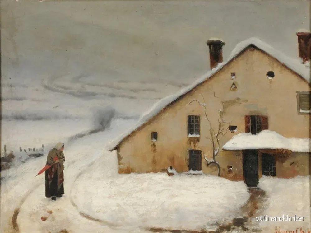 Reproduktion av målningen Landskap, snöeffekt - Augustin Chenu - Bild 2