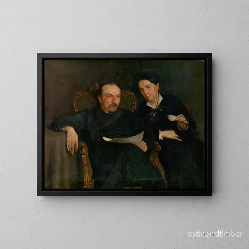 Reproduktion av målningen Le poète Jan Van Beers et sa femme, les parents des artistes – Jan van Beers Reproduktion av målningen Le poète Jan Van Beers et sa femme, les parents des artistes – Jan van Beers