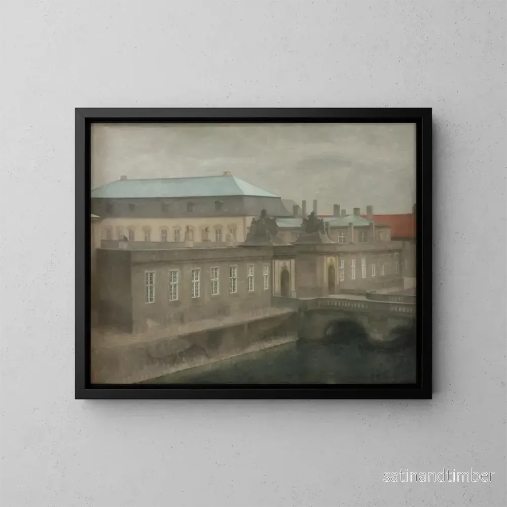 Reproduktion av målningen Vy över Christiansborgs slott i sen höst - Vilhelm Hammershøi