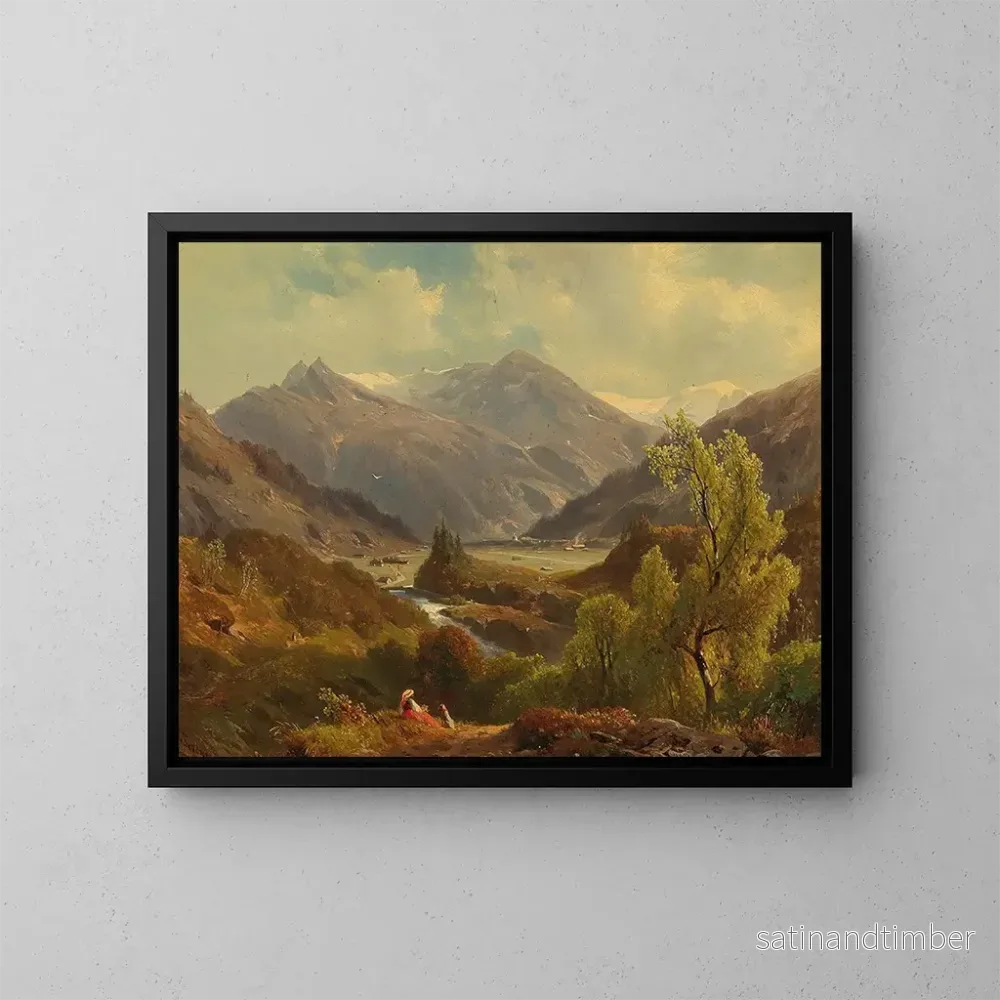 Reproduktion av målningen av La vallée de Bcksteiner avec le Rathausberg à Wildbad Gastein, Haute-Autriche - Giovanni Battista Varano