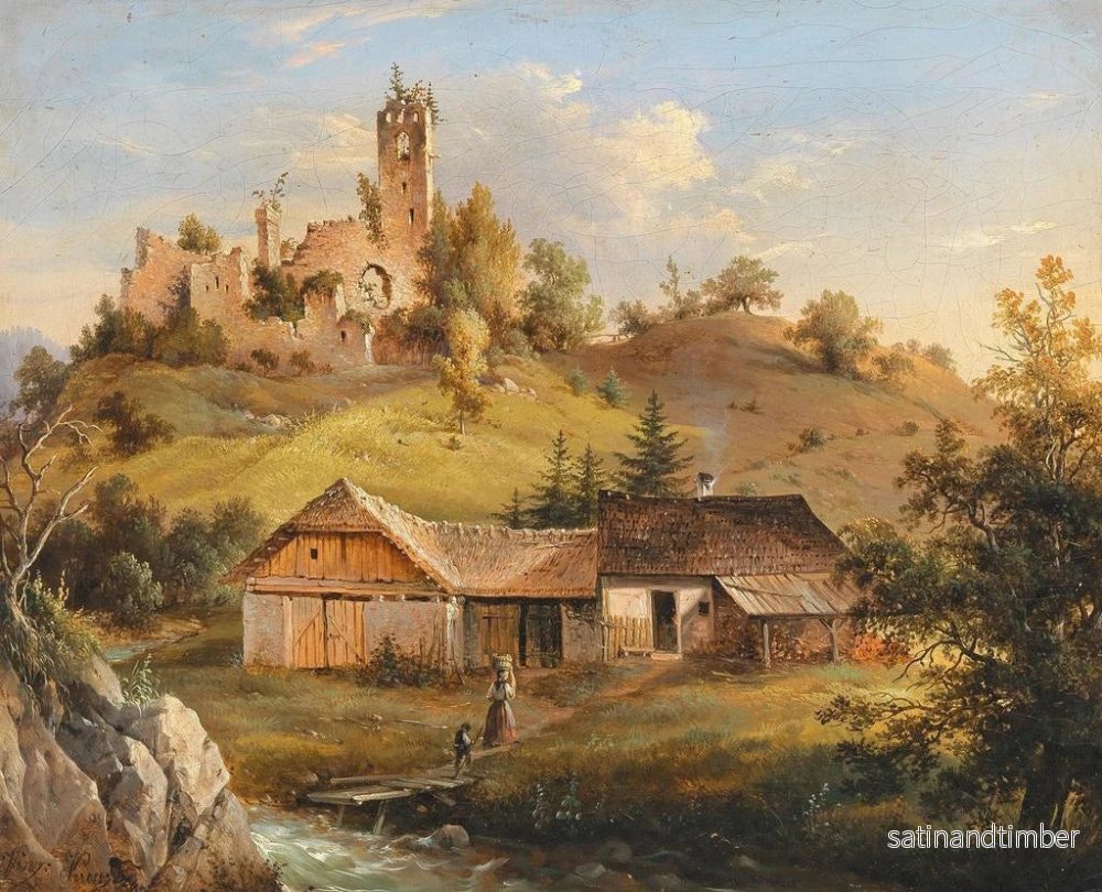 Reproduktion av målningen Vue des ruines du château de Sturmberg à Naas près de Weiz en Styrie - Vinzenz Kreuzer - Bild 2