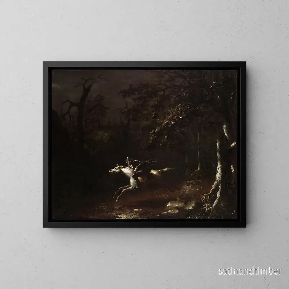 Reproduktion av målningen Ichabod Crane flyr den huvudlösa ryttaren – John Quidor Reproduktion av målningen Ichabod Crane flyr den huvudlösa ryttaren – John Quidor