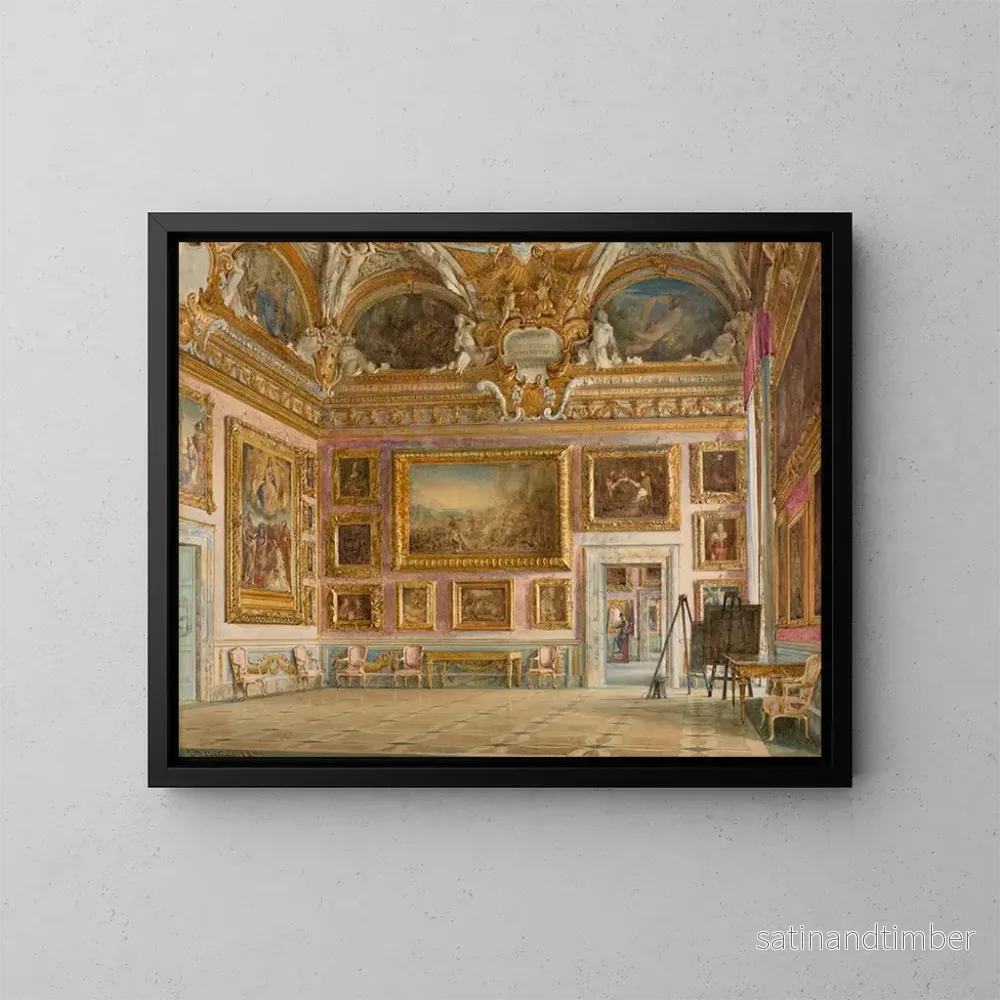Reproduktion av målningen av interiören i Palazzo Pitti i Florens, Saturnus-salen - Domenico Caligo
