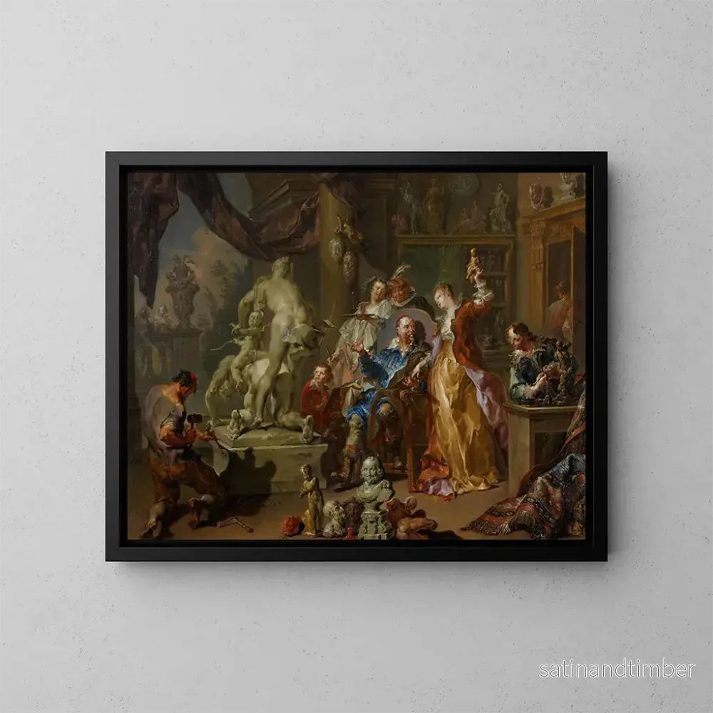 Reproduktion av målningen L'atelier du sculpteur - Johann Georg Platzer