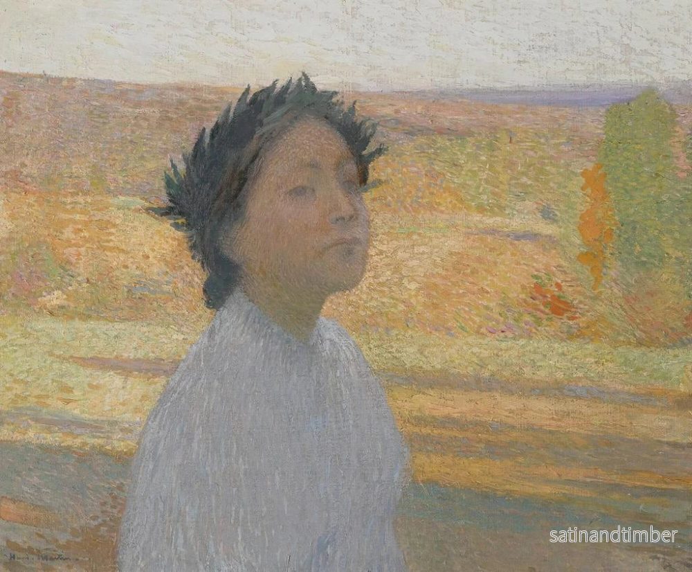 Reproduktion av målningen Buste av ung flicka med en lagerkrans - Henri Martin - Bild 2