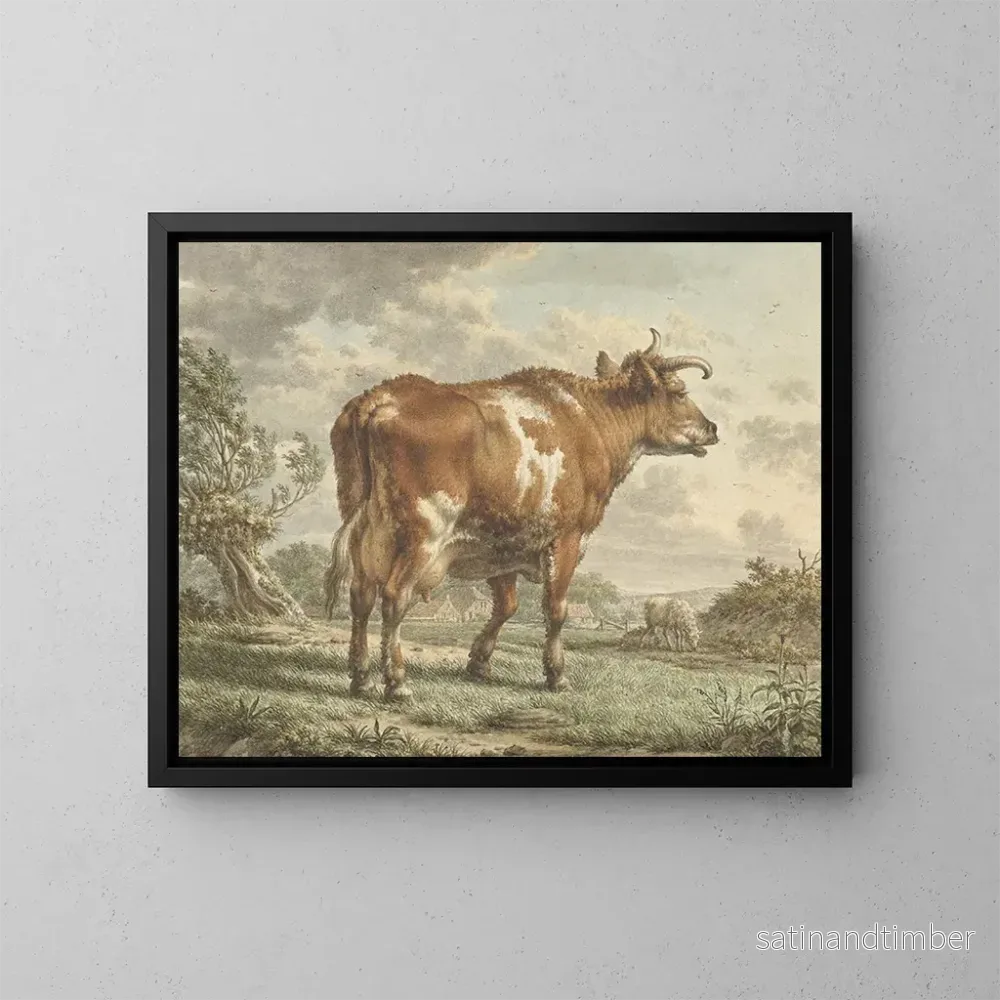 Reproduktion av målningen Vache rouge et blanche dans un paysage - Jacob Cats