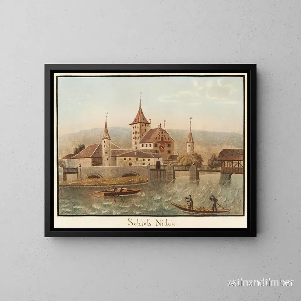 Reproduktion av målningen Château de Nidau - Jakob Samuel Weibel