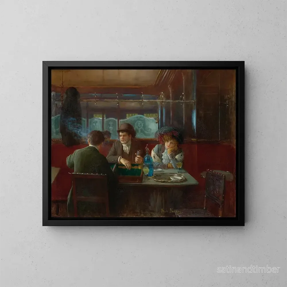 Reproduktion av målningen Le backgammon au café - Jean Béraud