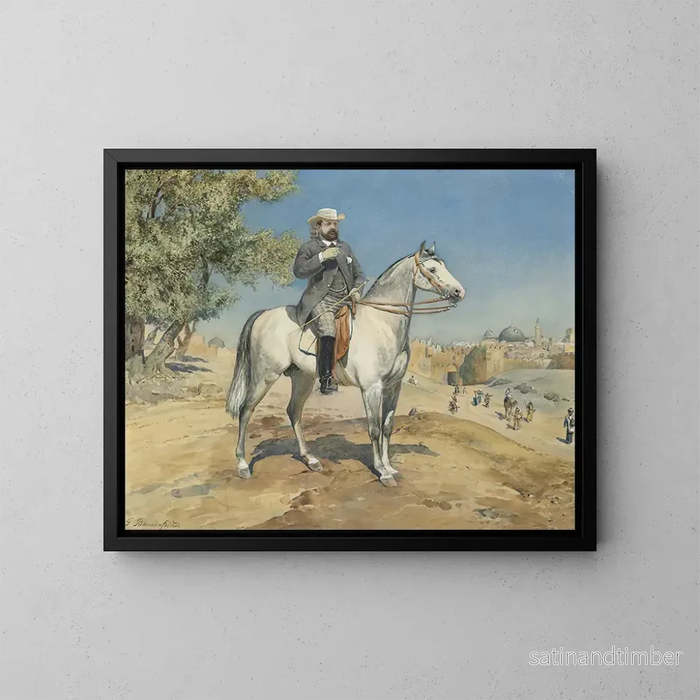 Reproduktion av målningen En ryttare nära en dörr i Jerusalem - Gustav Bauernfeind