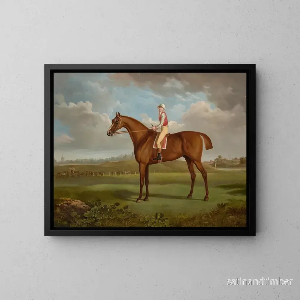 Reproduktion av målningen Le poulain alezan Regulus de M. Charles Taylor, monterad av en jockey i Chester - Charles Towne