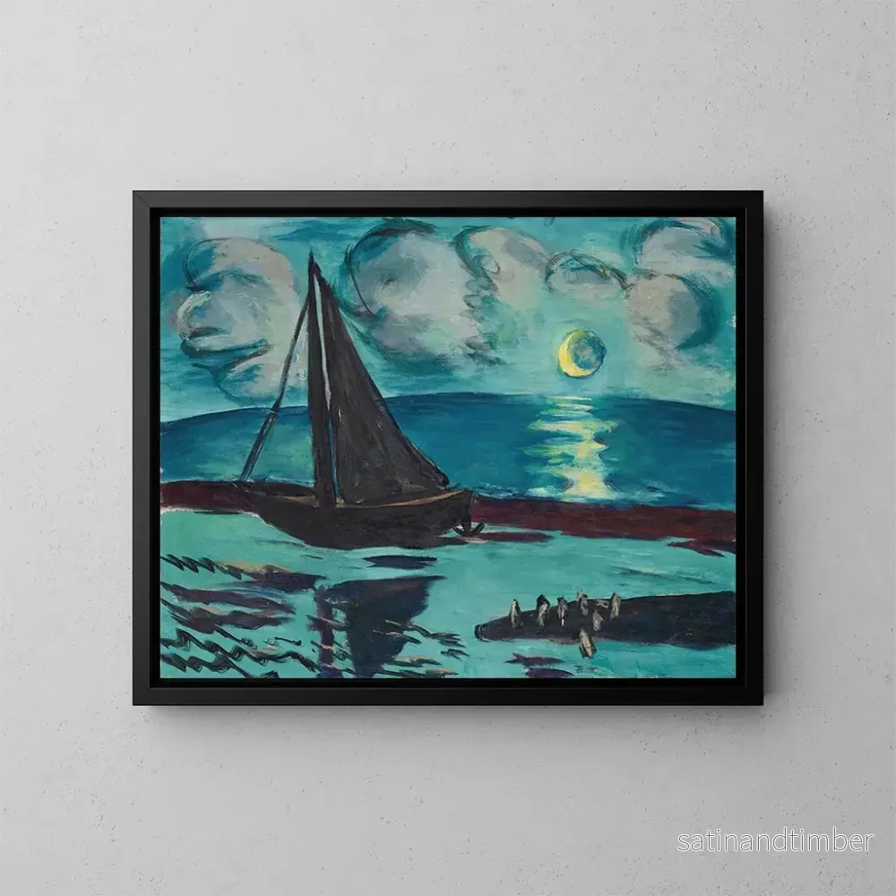 Reproduktion av målningen Natt av månljus vid havsstranden - Max Beckmann