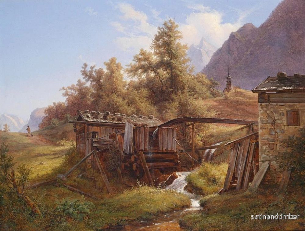 Reproduktion av målningen av gammal kvarn i dalen nära Berchtesgaden - Robert Kummer - Bild 2