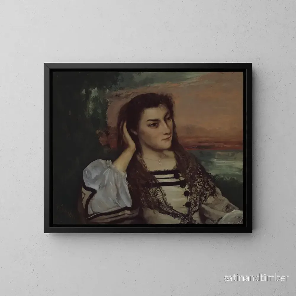 Reproduktion av målningen Rêverie, porträtt av Gabrielle Borreau - Gustave Courbet