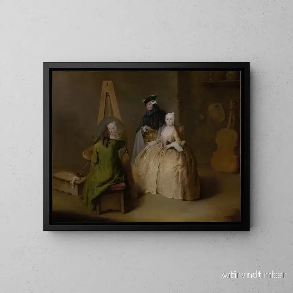 Reproduktion av målningen Le peintre dans son atelier - Pietro Longhi