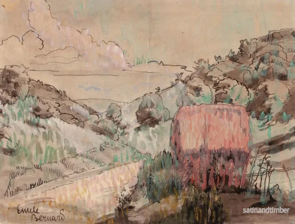 Reproduktion av målningen Cabane rouge sur une colline - Émile Bernard - Bild 2