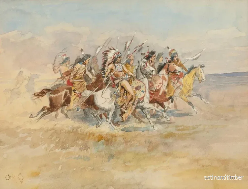 Reproduktion av målningen av Blackfeet krigsgemenskapen - Charles Marion Russell - Bild 2