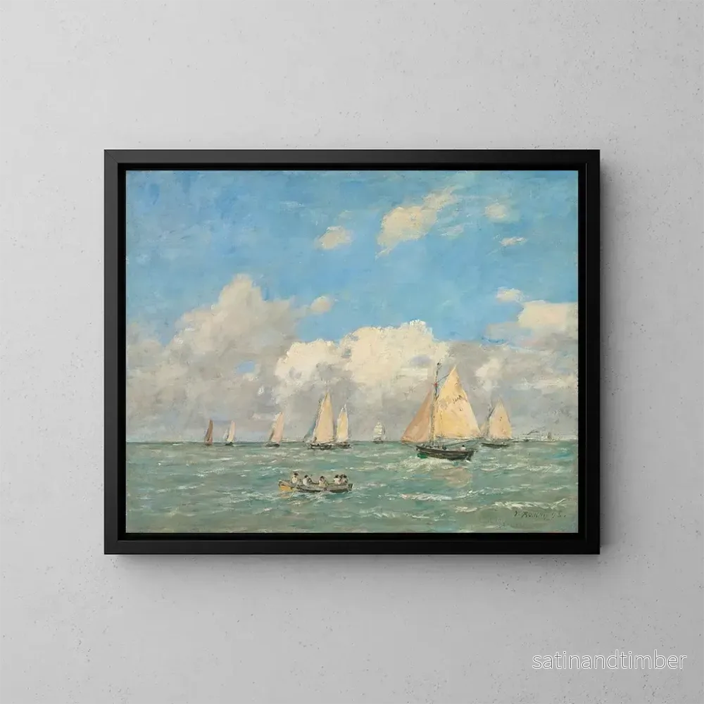 Reproduktion av målningen La Sortie des barques à Trouville - Eugène Boudin