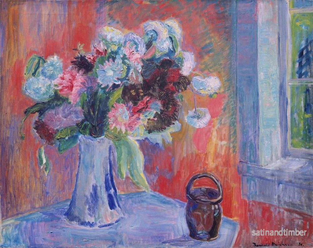 Reproduktion av målningen Blomvas i ett rött interiör - Thorvald Erichsen - Bild 2