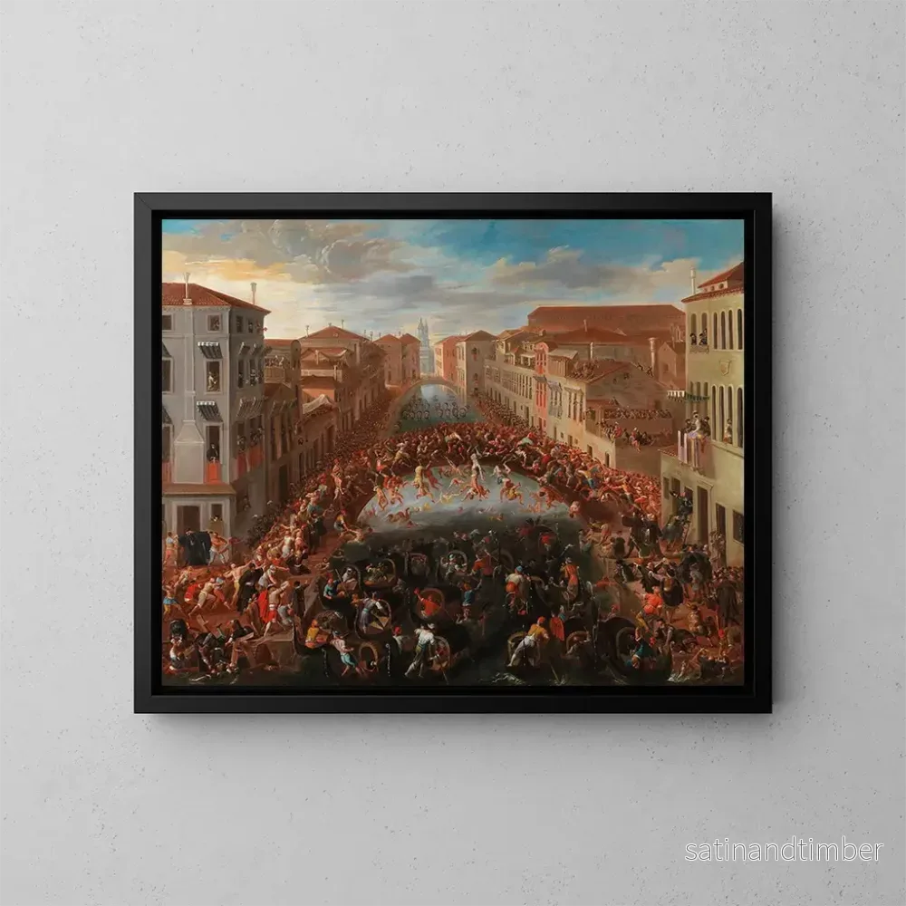 Reproduktion av målningen La Bataille des poings sur le pont de San Barnaba à Venise – Joseph Heintz le Jeune Reproduktion av målningen La Bataille des poings sur le pont de San Barnaba à Venise – Joseph Heintz le Jeune