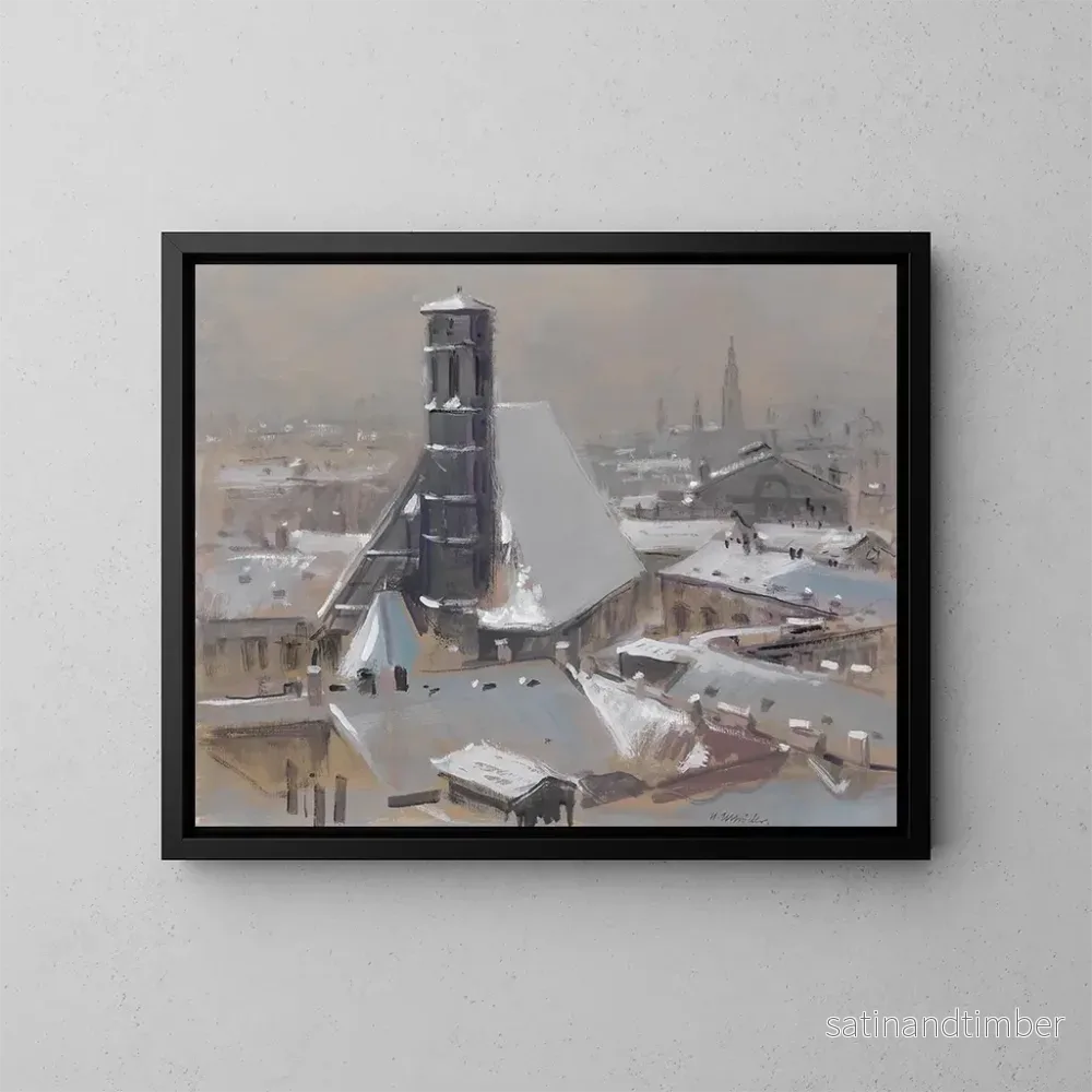 Reproduktion av målningen Vy över taken i Wien och Minoritkyrkan – Heinrich Schröder Reproduktion av målningen Vy över taken i Wien och Minoritkyrkan – Heinrich Schröder
