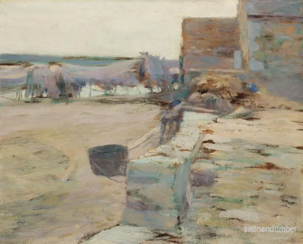 Reproduktion av målningen av fiskebodar i Frankrike - Theodore Robinson - Bild 2