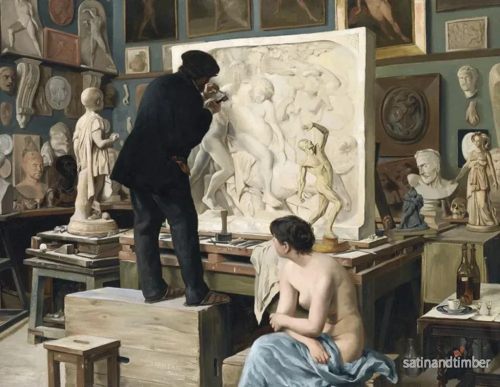 Reproduktion av målningen L'atelier de mon père - Édouard Dantan - Bild 2