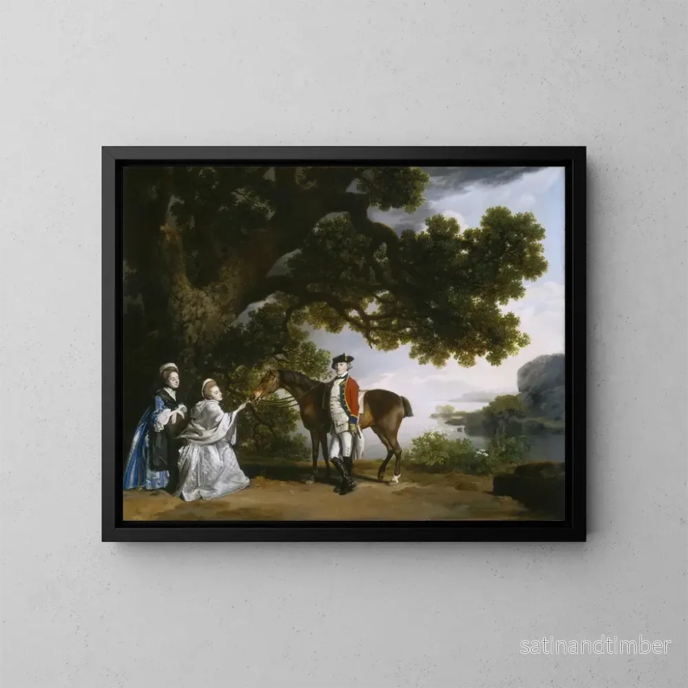 Reproduktion av målningen av Kapten Samuel Sharpe Pocklington med sin fru Pleasance och kanske sin syster Frances - George Stubbs
