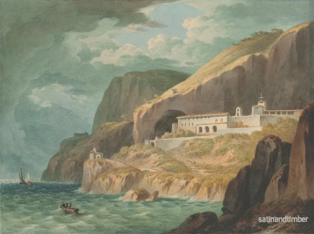 Reproduktion av målningen Ett kloster i Amalfi nära Salerno, Italien - John Warwick Smith - Bild 2