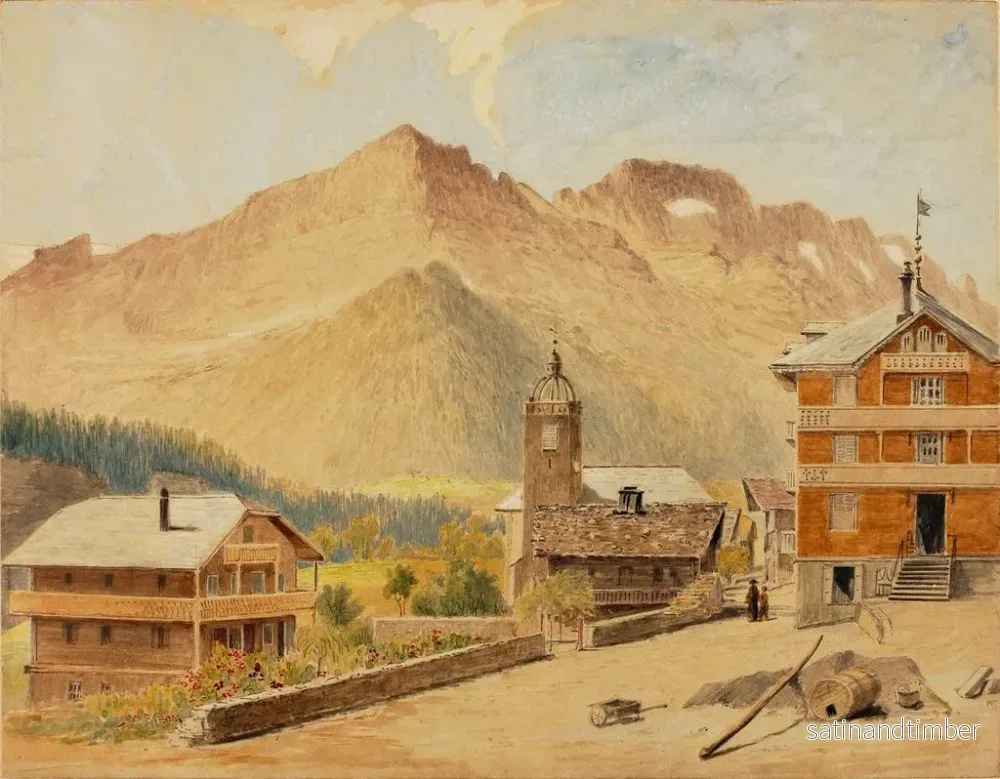 Reproduktion av målningen Champery och berget Bounaveau, Schweiz - Miner Kilbourne Kellogg - Bild 2