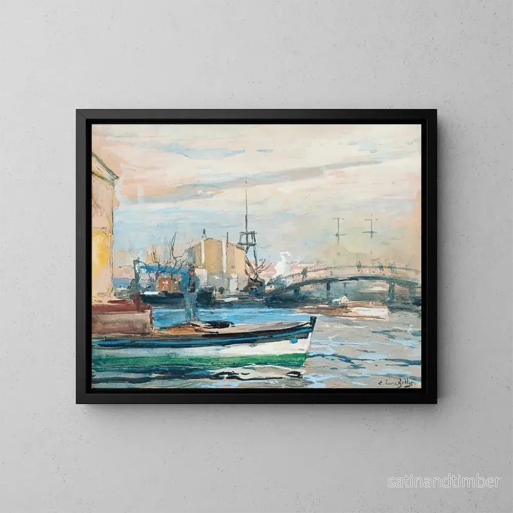 Reproduktion av målningen Bateau sur la Seine - Eugène Louis Gillot
