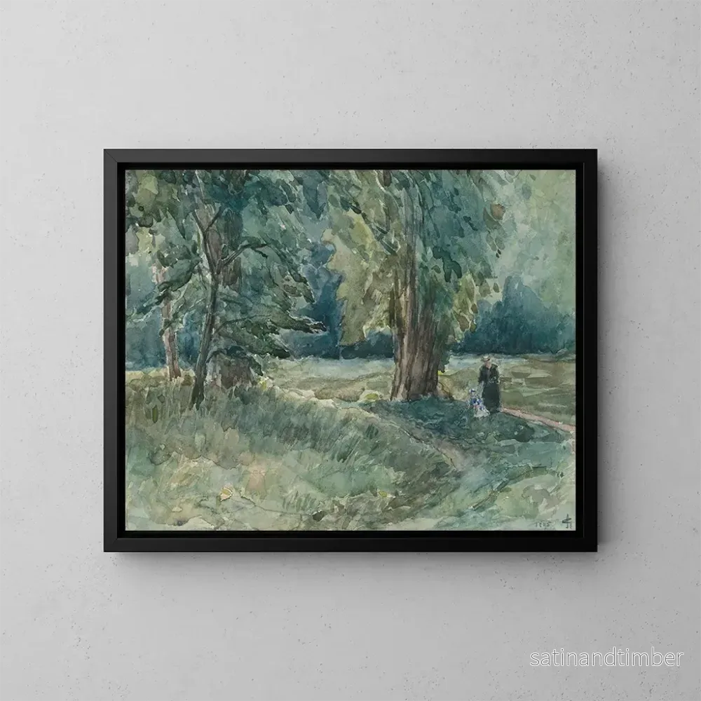 Reproduktion av målningen Madame Storm van s Gravesande född Clifford med sin dotter i Bieberich-parken - Carel Nicolaas Storm van 's Gravesande