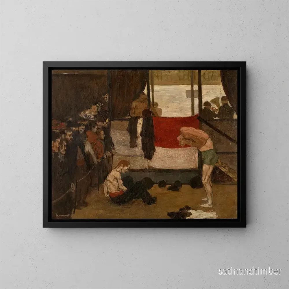 Reproduktion av målningen Bâtiment de lutte à une foire - Henri Evenepoel