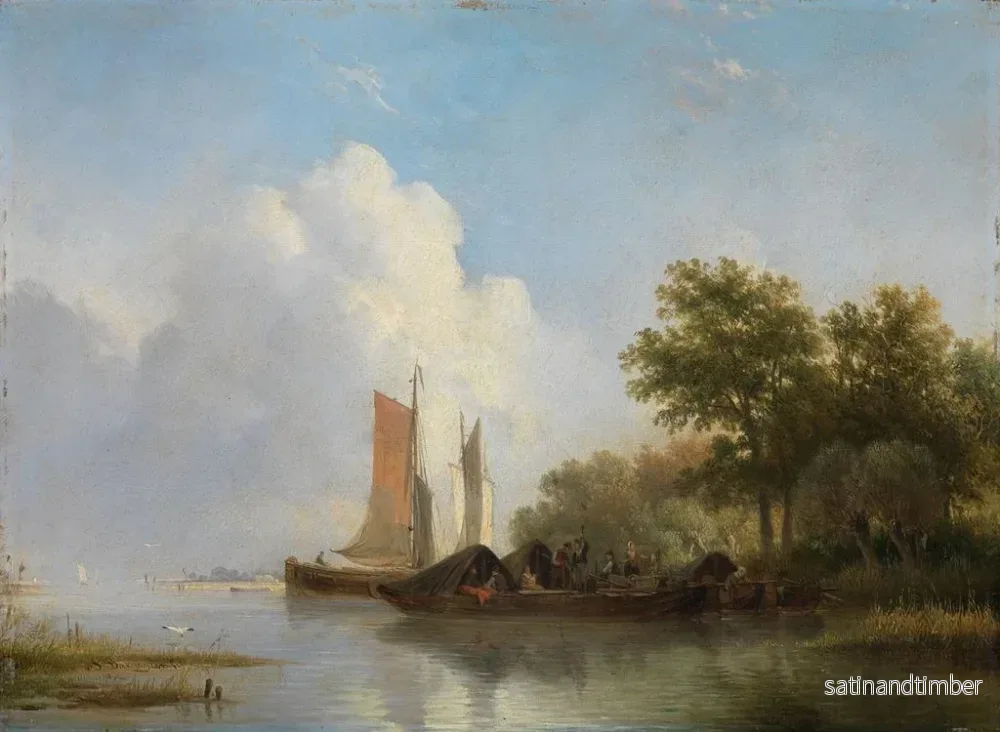 Reproduktion av målningen Båtar och fartyg på en trädsidå på en strand - Hendrikus van de Sande Bakhuyzen - Bild 2