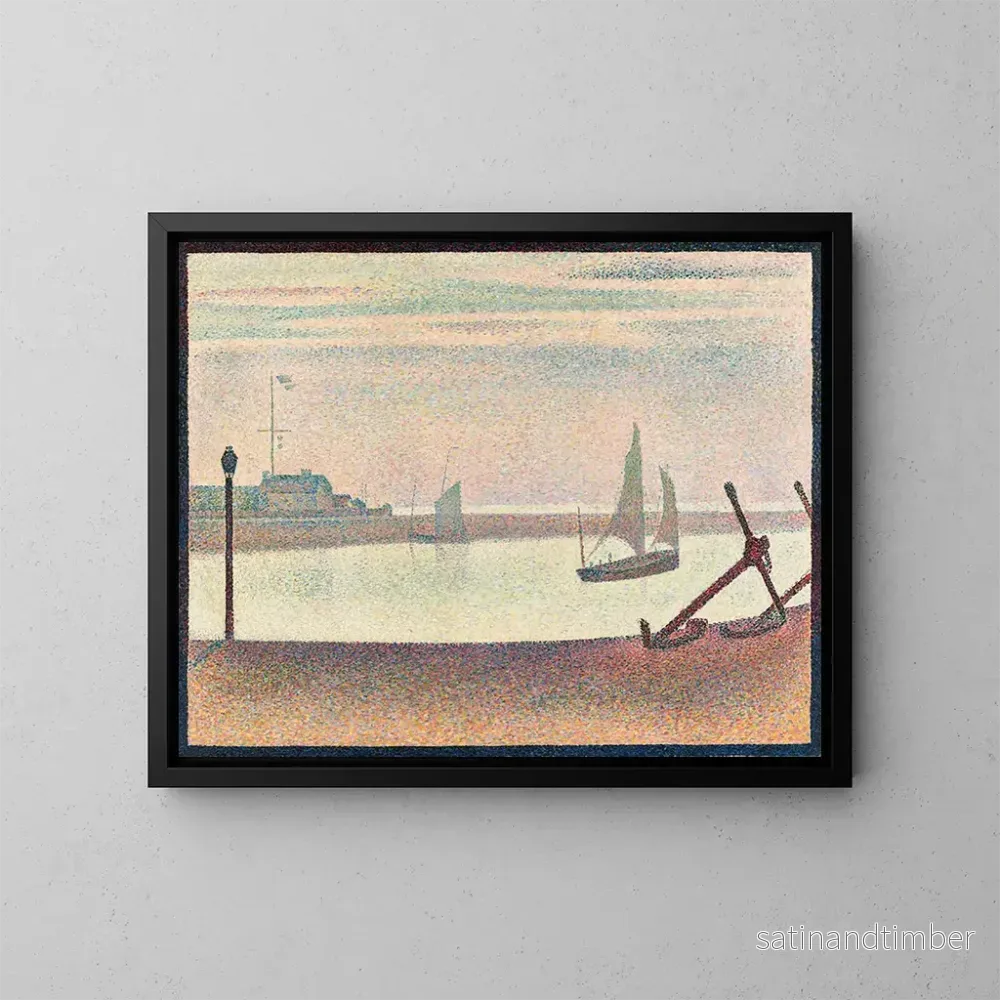 Reproduktion av målningen Le canal à Gravelines au crépuscule - Georges Seurat