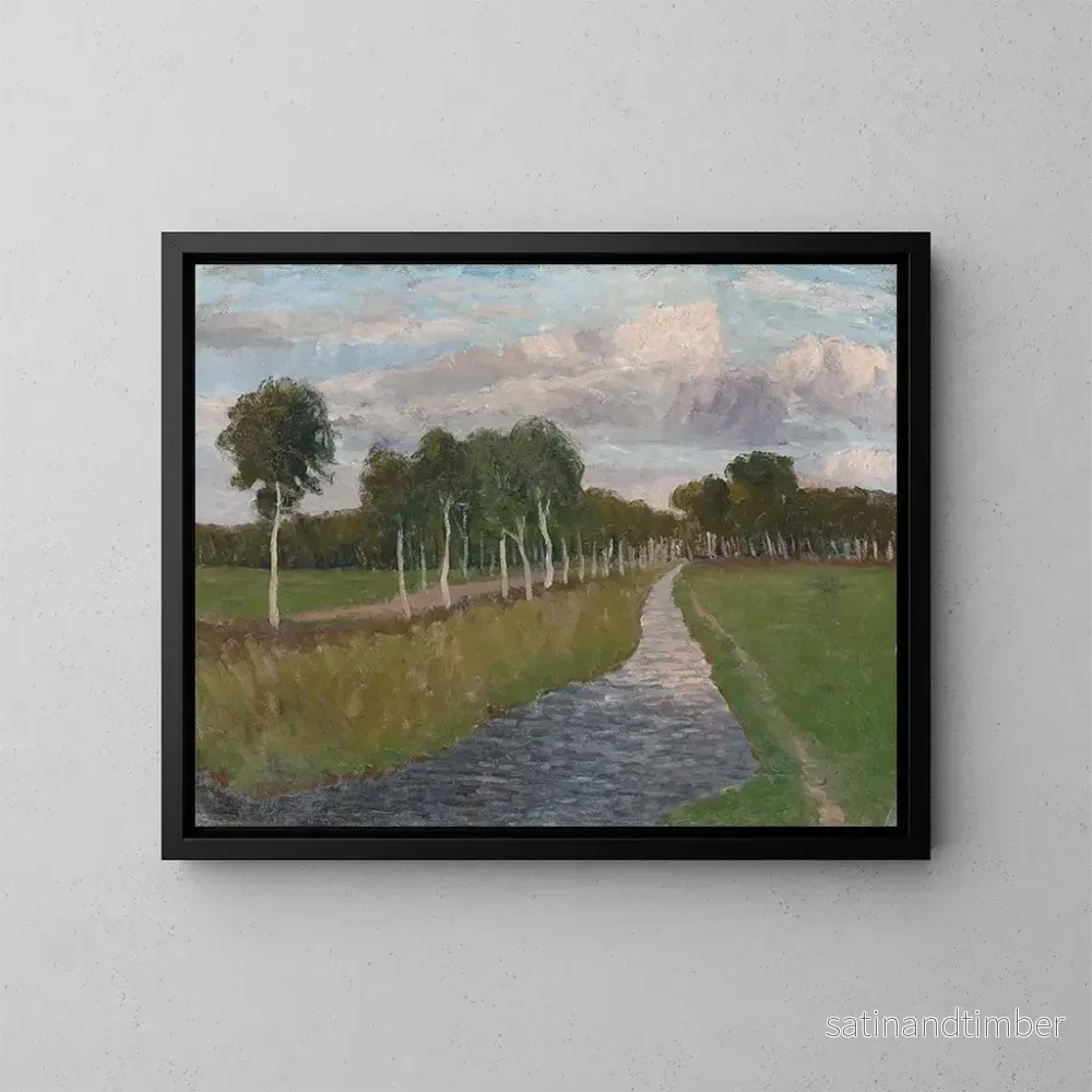 Reproduktion av målningen Kväll vid Moor-kanalen II - Fritz Overbeck